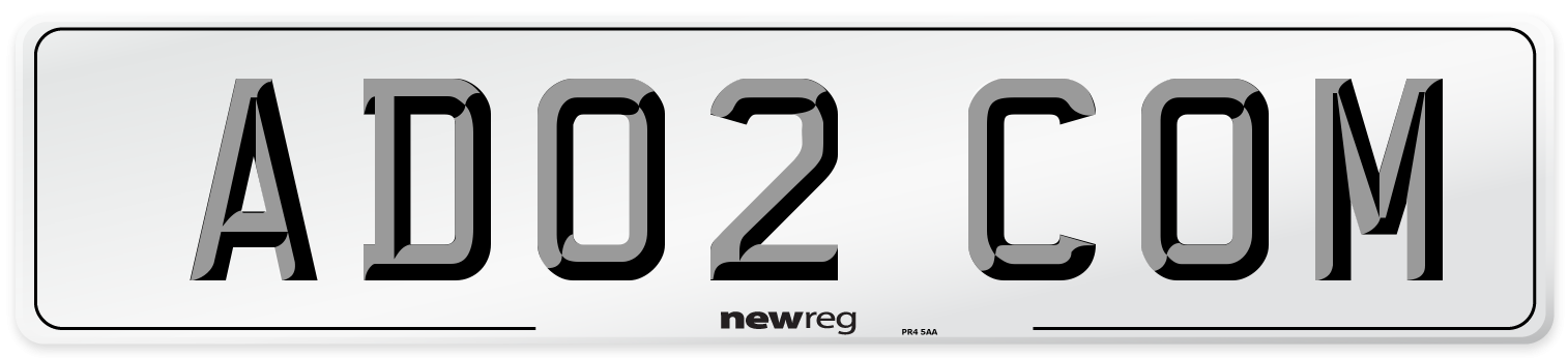 AD02 COM Number Plate from New Reg